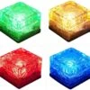 HORING Solar Glass Brick Light - Crystal Brick Stone - Garden Solar Ice Cube Charming Glass Brick Lights Colour Change LED Garden Courtyard Pathway Patio Pool Outdoor Decoration Christmas(RGB 4PCS)