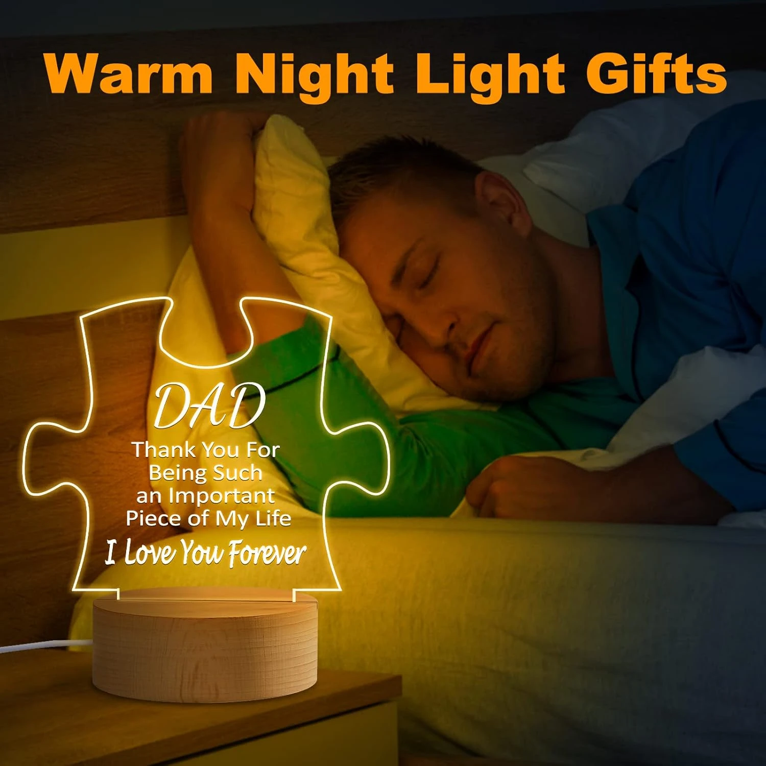 Vihugy Gifts For Dad, Dad Birthday Gifts, Dad Gifts From Daughter Son, Fathers Day Engraved Acrylic Night Light Gifts For Dad, Birthday Gifts For Dad, Christmas Gifts For Dad, Wooden Base 2 Vihugy Gifts For Dad, Dad Birthday Gifts, Dad Gifts From Daughter Son, Fathers Day Engraved Acrylic Night Light Gifts For Dad, Birthday Gifts For Dad, Christmas Gifts For Dad, Wooden Base - Image 2