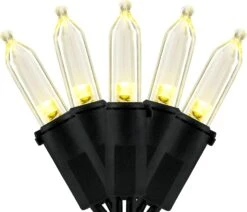 YULETIME Warm White LED Christmas Lights With Black Wire, 66 Feet 200 Count UL Certified Commercial Grade LED Halloween String Light Set (Warm White - Black Wire)