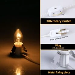 Accessory Cord With Light Bulb - 6ft Salt Lamp Cord With On/Off Switch For Christmas Village Houses, Night Lights, Halloween Pumpkin, Blow Molds, Ceramic Trees, Craft Projects, UL-Listed, 4 Pack -Xmas Lighting Shop 71E4kL4vulL. AC SL1500