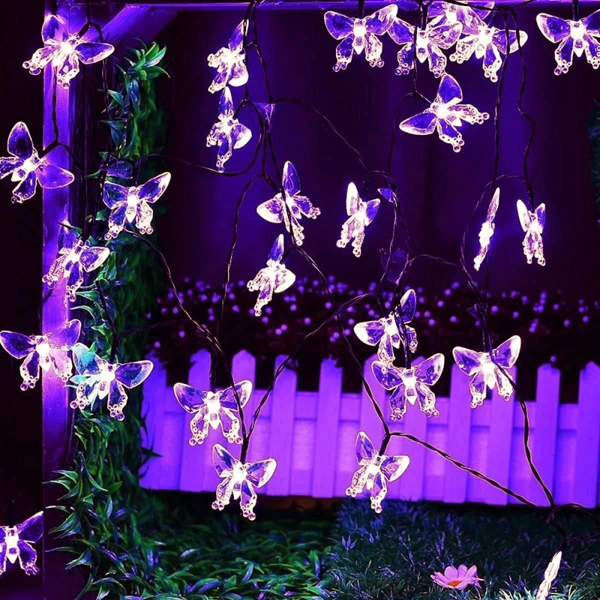 WONFAST Solar String Lights, Waterproof 16ft 20LED Butterfly Christmas Fairy Lights Decorative Lighting For Home Party Wedding Patio Garden Porch Balcony (Purple) 4 WONFAST Solar String Lights, Waterproof 16ft 20LED Butterfly Christmas Fairy Lights Decorative Lighting For Home Party Wedding Patio Garden Porch Balcony (Purple) - Image 4