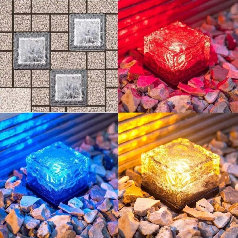 HORING Solar Glass Brick Light - Crystal Brick Stone - Garden Solar Ice Cube Charming Glass Brick Lights Colour Change LED Garden Courtyard Pathway Patio Pool Outdoor Decoration Christmas(RGB 4PCS) 5 HORING Solar Glass Brick Light - Crystal Brick Stone - Garden Solar Ice Cube Charming Glass Brick Lights Colour Change LED Garden Courtyard Pathway Patio Pool Outdoor Decoration Christmas(RGB 4PCS) - Image 5