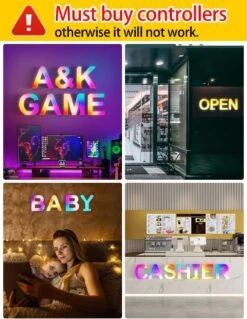 Nencoo LED Letter Lights With APP & Remote Control, Light Up Letters Sign For Night Light Wedding/Birthday Party Battery Powered Christmas Lamp Home Bar Decoration (Controller) -Xmas Lighting Shop 71F9p4KfJ1L. AC SL1500