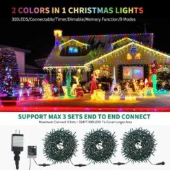 MZD8391 Color Changing Christmas String Lights Outdoor Indoor, 108FT 300 LED Warm White Multicolor Fairy Lights, END To END Connect, Waterproof Christmas Tree Lights Timer Remote -Xmas Lighting Shop 71FDkivXkAL. AC SL1000