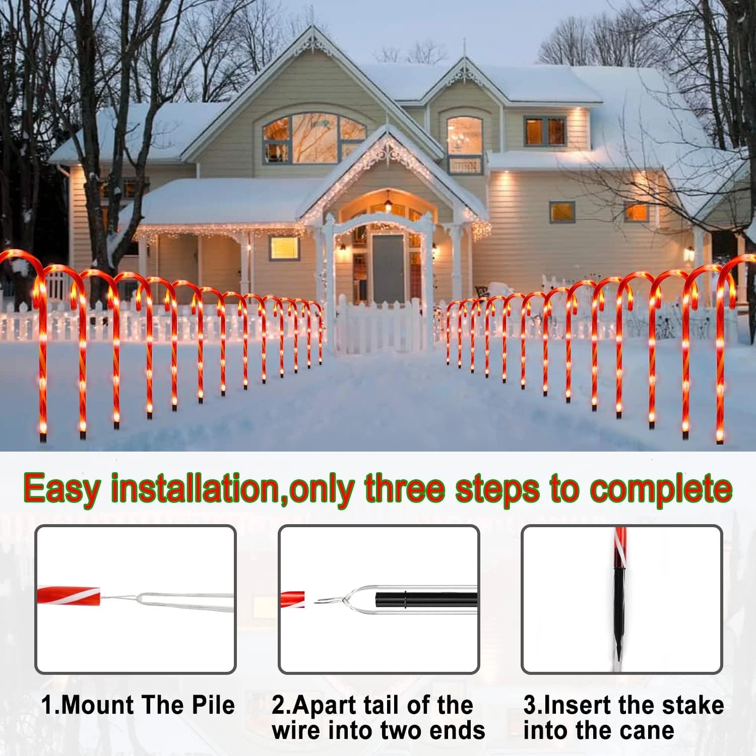RED Lights Christmas Candy Cane Pathway Markers Lights With 8 Modes & Stakes, 22 Inch Christmas Lights Outdoor Christmas Decorations Xmas Candy Cane Christmas Decor For Walkway Yard Patio Lawn Garden 6 RED Lights Christmas Candy Cane Pathway Markers Lights With 8 Modes & Stakes, 22 Inch Christmas Lights Outdoor Christmas Decorations Xmas Candy Cane Christmas Decor For Walkway Yard Patio Lawn Garden - Image 6