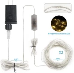 2 Pack Fairy String Lights Plug In, 33Ft 100 Micro Starry LED Outdoor String Lights With 8 Modes Timer Dimmable IP68 Full Waterproof Starry Fairy Lights For Bedroom Garden Christmas Decor (Warm White) -Xmas Lighting Shop 71FPKr2LQML. AC SL1500