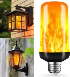 LED Flame Light Bulbs, Flickering Light Bulbs, Orange Fire Light Bulb 4 Modes With Gravity Sensor, E26 Base For Halloween, Christmas,Porch, Patio Party, Indoor Outdoor Home Decoration (1 Pack)