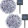QITONG 2 Pack White Solar String Lights Outdoor, Each 66ft 200LED Solar Outdoor Lights With 8 Lighting Modes, Solar Christmas Lights Waterproof For Outside Garden Patio Yard Tree Party Wedding