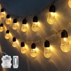 Globe String Lights Battery Operated 23FT 8 Lighting Modes Dimmable With Remote, Remote Battery Lights Waterproof Decorative Hanging String Lights For Indoor Outdoor Garden Patio Christmas Party