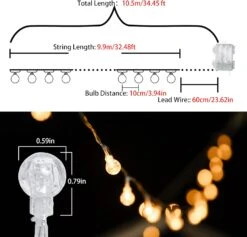 Barzee 35FT 100LED Globe String Lights Battery Operated Ball Fairy String Lights With Remote Control&Timer&8 Modes For Bedroom,Outdoor,Party,Wedding,Garden,Christmas Tree -Xmas Lighting Shop 71G8HP8F3lL. AC SL1500