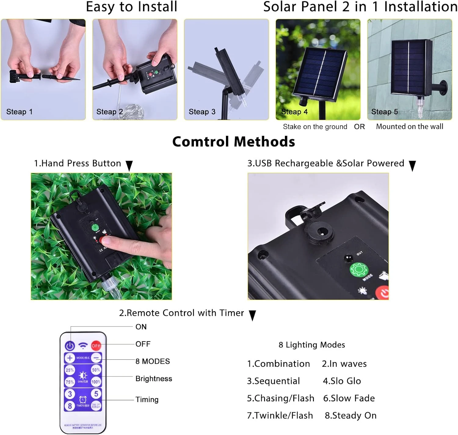 138 LED Ramadan Decorations Lights, Solar Moon And Star Lights For Outdoor Waterproof, Solar Christmas Powered Curtain Lights With 8 Modes, Ramadan Hanging Decor For Ramadan, Home, Patio (Cold White) 6 138 LED Ramadan Decorations Lights, Solar Moon And Star Lights For Outdoor Waterproof, Solar Christmas Powered Curtain Lights With 8 Modes, Ramadan Hanging Decor For Ramadan, Home, Patio (Cold White) - Image 6