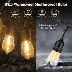 LED Outdoor String Lights, 48FT Patio Lights With Remote & 15 Dimmable Edison Shatterproof Bulbs, RGB Fairy Rope Hanging Light For Outside, Café, Deck, Porch, Garden, Bistro, Christmas Party (Plug) -Xmas Lighting Shop 71GcMFQG3L. AC SL1500