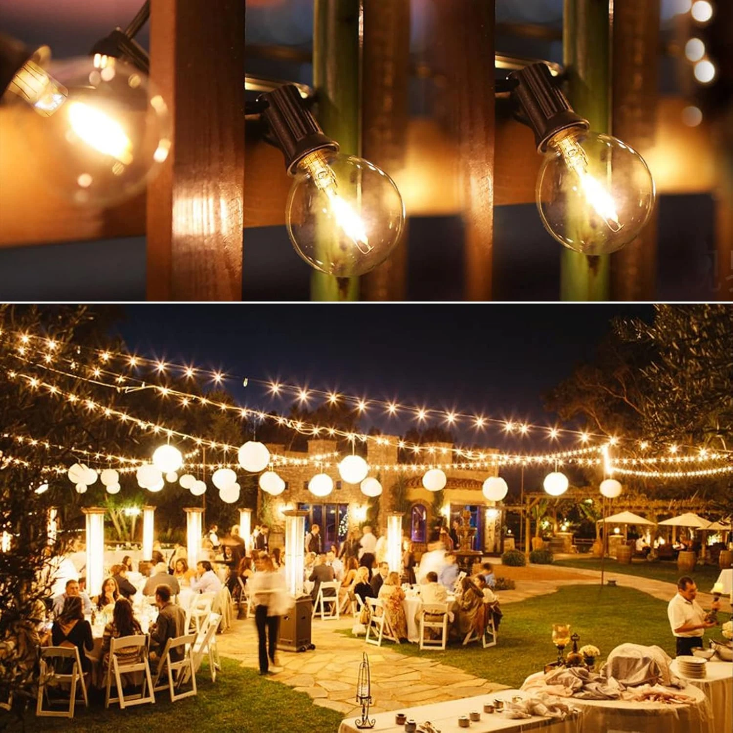 String Lights For Outside 150FT,Dimmable Waterproof Outdoor String Lights With 75+2 Shatterproof G40 Globe Bulbs Connectable LED Patio Lights, Commercial Hanging Lights For Christmas Backyard Party 6 String Lights For Outside 150FT,Dimmable Waterproof Outdoor String Lights With 75+2 Shatterproof G40 Globe Bulbs Connectable LED Patio Lights, Commercial Hanging Lights For Christmas Backyard Party - Image 6