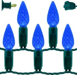 YULETIME Blue C6 Strawberry LED Christmas Lights, 33 Ft 100 Count 4" Spacing One-Piece High Waterproof UL Certified String Light (Blue)