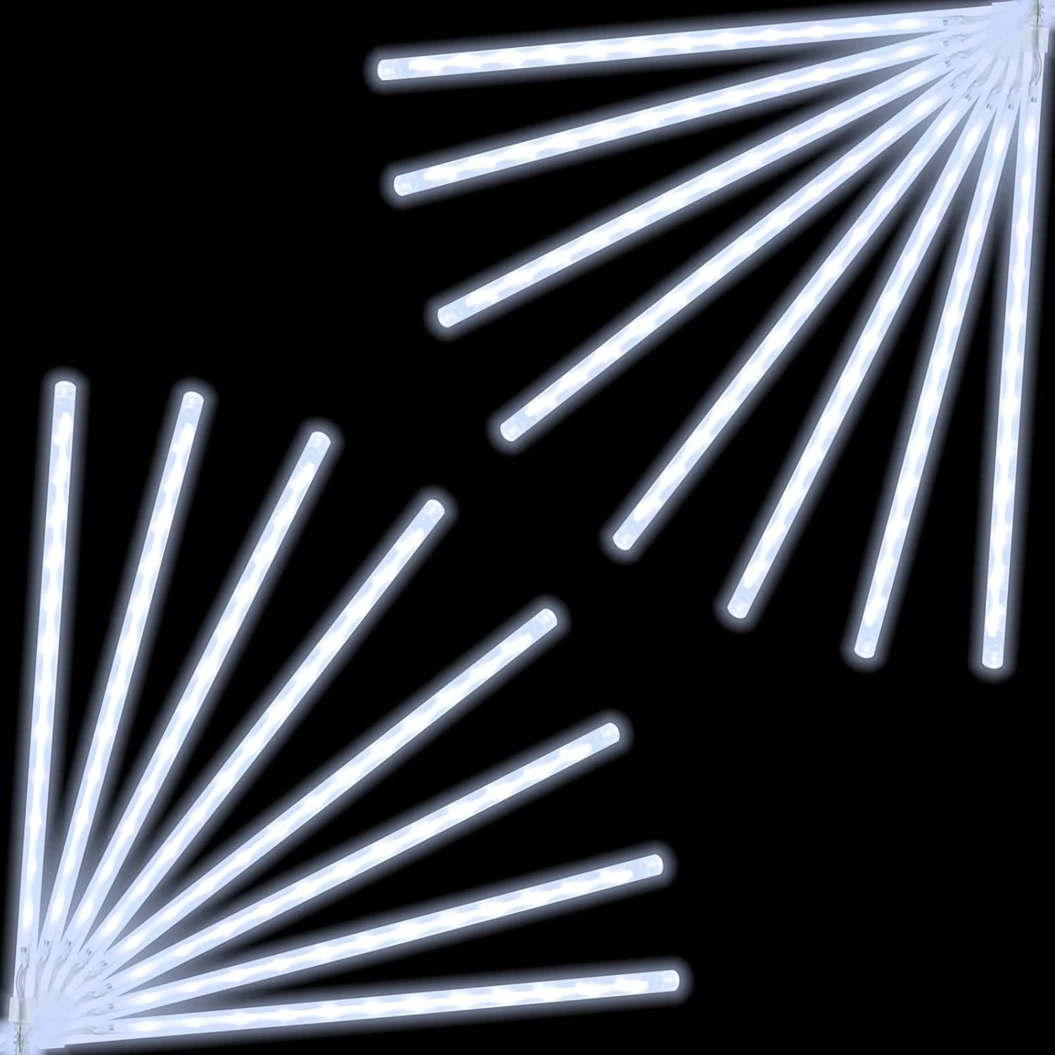 2-Pack Christmas Decorations Lights Outdoor, Total 384LED Meteor Shower Lights Rain Drop Lights 30cm 16 Tubes Indoor Outdoor Snow Cascading String Lights For Xmas Tree Roof Party Garden (Cool White) 2 2-Pack Christmas Decorations Lights Outdoor, Total 384LED Meteor Shower Lights Rain Drop Lights 30cm 16 Tubes Indoor Outdoor Snow Cascading String Lights For Xmas Tree Roof Party Garden (Cool White) - Image 2