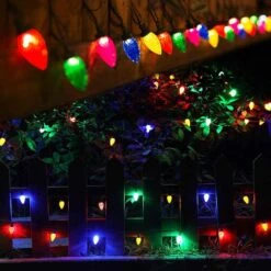 Twinkle Star C9 Christmas String Lights, 50 LED 33ft Outdoor Fairy Lights With 29V Safe Adaptor, Extendable Green Wire String Lights For Patio Xmas Tree Wedding Party Decoration, Multicolor -Xmas Lighting Shop 71HV8urbVkL. AC SL1001