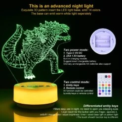 SHINECLOUD God-Zilla Night Light King-of-Monsters Lamp Toys 14 Color LED Decor Light,Romote Control&Entity Keys, Birthday, Christmas Gifts For Boys & Children(New Generation) -Xmas Lighting Shop 71HamRGDPL. AC SL1001