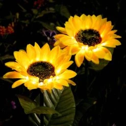 Upgraded 4-Flower Solar Sunflower Lights Outdoor Decor, Waterproof Decorative Artificial Flower Solar Lights For Christmas Summer Memorial Cemetery Grave Yard Patio Garden Flowerbed Gravesite Decor -Xmas Lighting Shop 71HvgKcvlL. AC SL1500