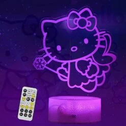 Cat Night Light - Kitty Lamp, 7 Color Change Decor Lamp With Remote, Dim, Timer, Gifts For Christmas Birthday Girls