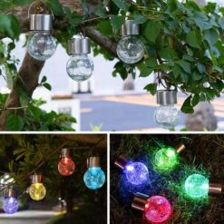 12 Pack Hanging Solar Powered LED Light With 10 Color Auto-Changing, Cracked Glass Ball Light, Waterproof Outdoor Christmas Decorative Lantern For Garden, Yard, Patio, Lawn -Xmas Lighting Shop 71IKUakBnzL. AC SL1000