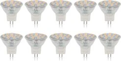 Simba Lighting LED MR11 Flood Light Bulbs (10 Pack) 12V 3W 20W Halogen Replacement 2-Pin 240lm For Landscape, Accent, Track Lights, And Christmas Tree Fiber Optics, GU4 Bi-Pin Base, 3000K Soft White
