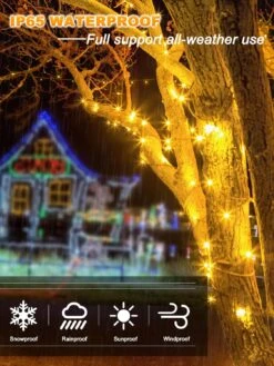 2 Pack Each 16.4ft 60 LED Battery Operated Christmas Tree Lights Indoor Outdoor Cluster String Lights With Timer 8 Modes Dark Green Wire Fairy Light Xmas Patio Bedroom Garden Decorations (Warm White) -Xmas Lighting Shop 71ItCxgcDL. AC SL1500