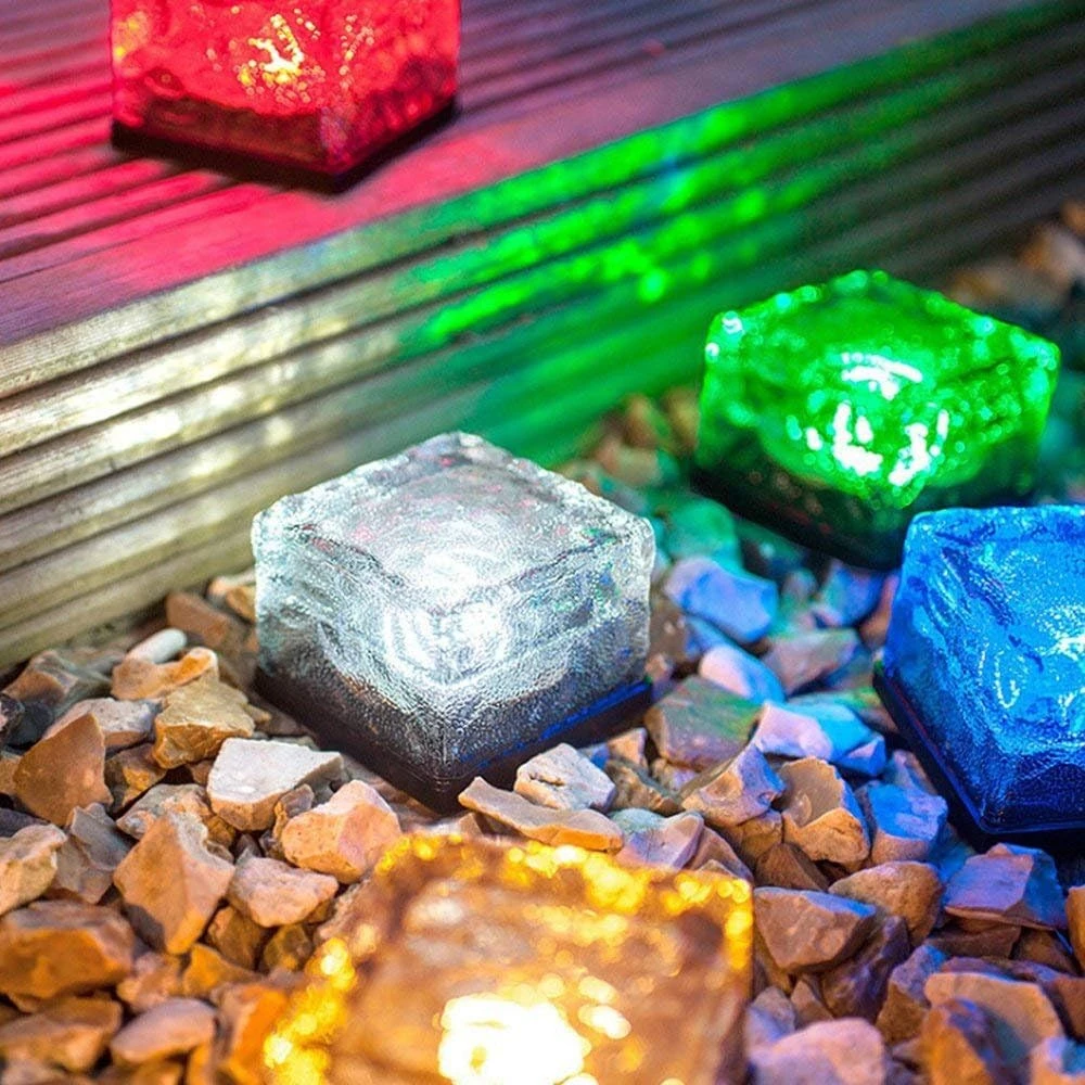 HORING Solar Glass Brick Light - Crystal Brick Stone - Garden Solar Ice Cube Charming Glass Brick Lights Colour Change LED Garden Courtyard Pathway Patio Pool Outdoor Decoration Christmas(RGB 4PCS) 3 HORING Solar Glass Brick Light - Crystal Brick Stone - Garden Solar Ice Cube Charming Glass Brick Lights Colour Change LED Garden Courtyard Pathway Patio Pool Outdoor Decoration Christmas(RGB 4PCS) - Image 3
