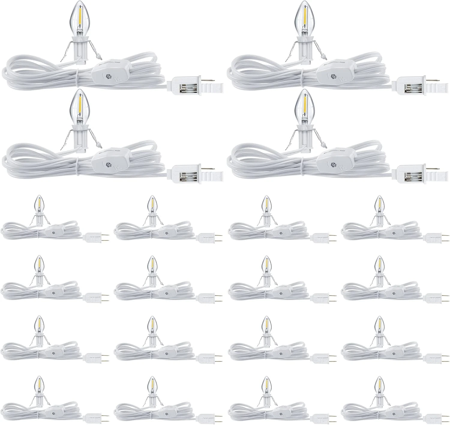 Feekoon 20 Pcs Accessory Cord With LED Light Bulb, 6 Ft Blow Mold Light Cord With Switch Plugs For Halloween Pumpkins Christmas Village Houses And Craft Projects Decoration 1 Feekoon 20 Pcs Accessory Cord With LED Light Bulb, 6 Ft Blow Mold Light Cord With Switch Plugs For Halloween Pumpkins Christmas Village Houses And Craft Projects Decoration