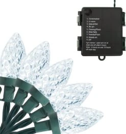 C7 Christmas Lights, Strawberry Battery Operated Christmas String Lights With Timer, 50 LED 26Ft Christmas Lights With 8 Lighting Modes For Xmas Tree Indoor Outdoor Christmas Decorations, Pure White