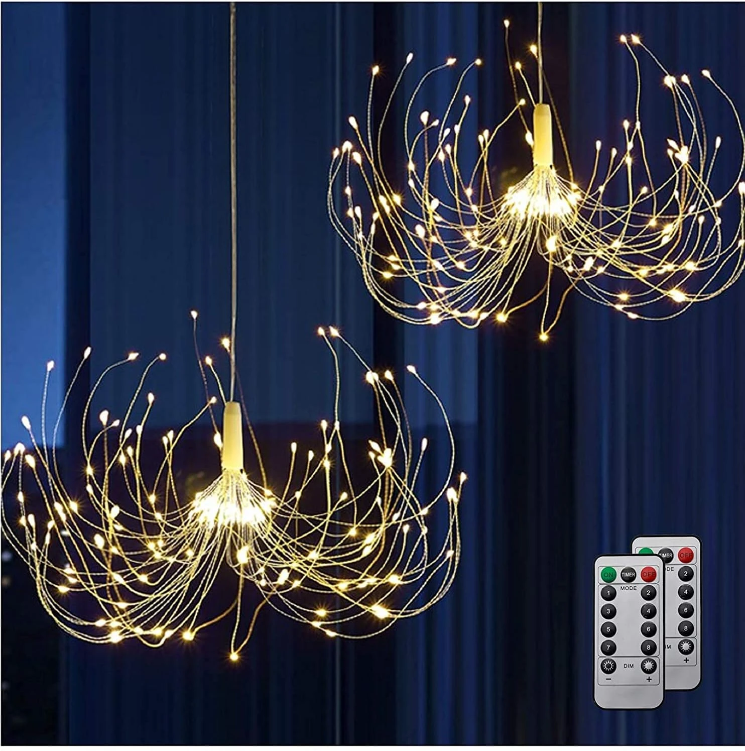 HEAGEERO Outdoor Battery Operated Chandelier 2 Pack,Firework Lights Starburst Light 180 LEDs,Ceiling Hanging Decorative For Party Christmas,Indoor Using 1 HEAGEERO Outdoor Battery Operated Chandelier 2 Pack,Firework Lights Starburst Light 180 LEDs,Ceiling Hanging Decorative For Party Christmas,Indoor Using