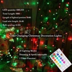 Joomer Color Changing String Lights,180FT 500 LED RGB LED String Lights Outdoor Fairy Twinkle Tree Lights With Remote Timer Plug In For Room Indoor Wedding Party Christmas Decorations -Xmas Lighting Shop 71JHtC5tXKL. AC SL1500