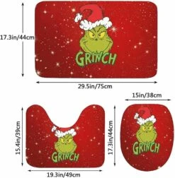 Christmas Shower Curtain 4 Piece Sets With Non-Slip Rugs,Toilet Lid Cover And Bath Mat,Christmas Shower Curtain With 12 Hooks Bathroom Set Holiday Home Decor -Xmas Lighting Shop 71JSLUQfRwL. AC SL1500
