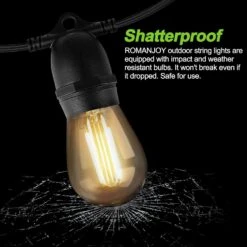 ROMANJOY USB Powered String Lights, 24.6FT Dimmable Waterproof String Lights With 10Pcs 1W S14 LED Shatterproof Edison Bulbs, Outdoor Patio Lights For Backyard, Porch, Camping Tents, Christmas Decor -Xmas Lighting Shop 71JXFxLW4wL. AC SL1500