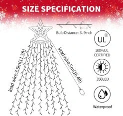 350 LED Christmas Decorations Star Light Outdoor Waterfall Lights Christmas Tree Lights Easy Installation Waterproof Christmas Lights For Yard Wedding Party Home Garden Indoor Outdoor (Cool White) -Xmas Lighting Shop 71Jc1wpInrL. AC SL1500