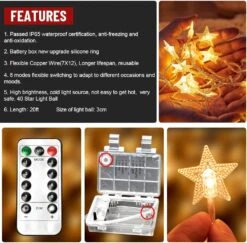 String Lights 20 Ft, 8 Lighting Modes Star Waterproof Outdoor Indoor LED String Lights, Battery Operated With Remote Twinkle Lights For Christmas Decoration Wedding Home Parties Shop(Warm White) -Xmas Lighting Shop 71Ji36gOJDL. AC SL1000