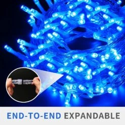 VTECHOLOGY Christmas String Lights, 66FT 200 LEDs Blue Halloween String Lights 8 Modes Fairy Lights With End-to-End Plug Decoration For Christmas Tree Indoor Outdoor, Blue (Clear Wire) -Xmas Lighting Shop 71JmSMxMdxL. AC SL1000