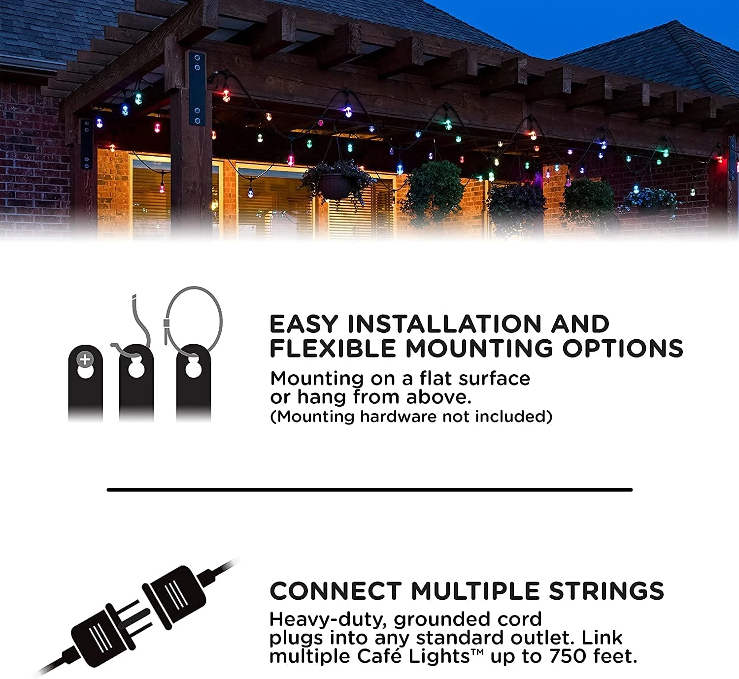 DGO 48FT Color Changing Outdoor String Lights, RGB Cafe LED String Light With 15+1 E26 Shatterproof Edison Bulb Dimmable Commercial Light String For Patio Backyard Christmas Holiday Party, Remote 5 DGO 48FT Color Changing Outdoor String Lights, RGB Cafe LED String Light With 15+1 E26 Shatterproof Edison Bulb Dimmable Commercial Light String For Patio Backyard Christmas Holiday Party, Remote - Image 5