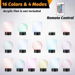 4 Pieces 3D Night LED Light Lamp Base And 4 Pieces Clear Acrylic Sheets With Remote Control And USB Cable, Christmas DIY Acrylic Adjustable 16 Colors 4 Modes Set For Restaurant Room Shop Bar -Xmas Lighting Shop 71K0pdgcXsL. AC SL1500