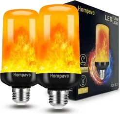 Hompavo 【Upgraded】 LED Flame Light Bulbs, 4 Modes Flickering Light Bulbs With Upside Down Effect, E26/E27 Base Flame Bulb For Halloween, Christmas, Party, Indoor And Outdoor Home Decoration (2 Pack)