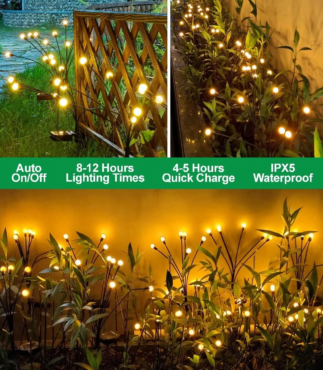 Solar Lights Outdoor Waterproof IPX5, Solar Garden Lights, Firefly Garden Lights Solar Outdoor Lights Fairy Lights, Yard Patio Pathway Christmas Lights Outdoor Decor, Warm White, 4Count, New Upgraded 7 Solar Lights Outdoor Waterproof IPX5, Solar Garden Lights, Firefly Garden Lights Solar Outdoor Lights Fairy Lights, Yard Patio Pathway Christmas Lights Outdoor Decor, Warm White, 4Count, New Upgraded - Image 7