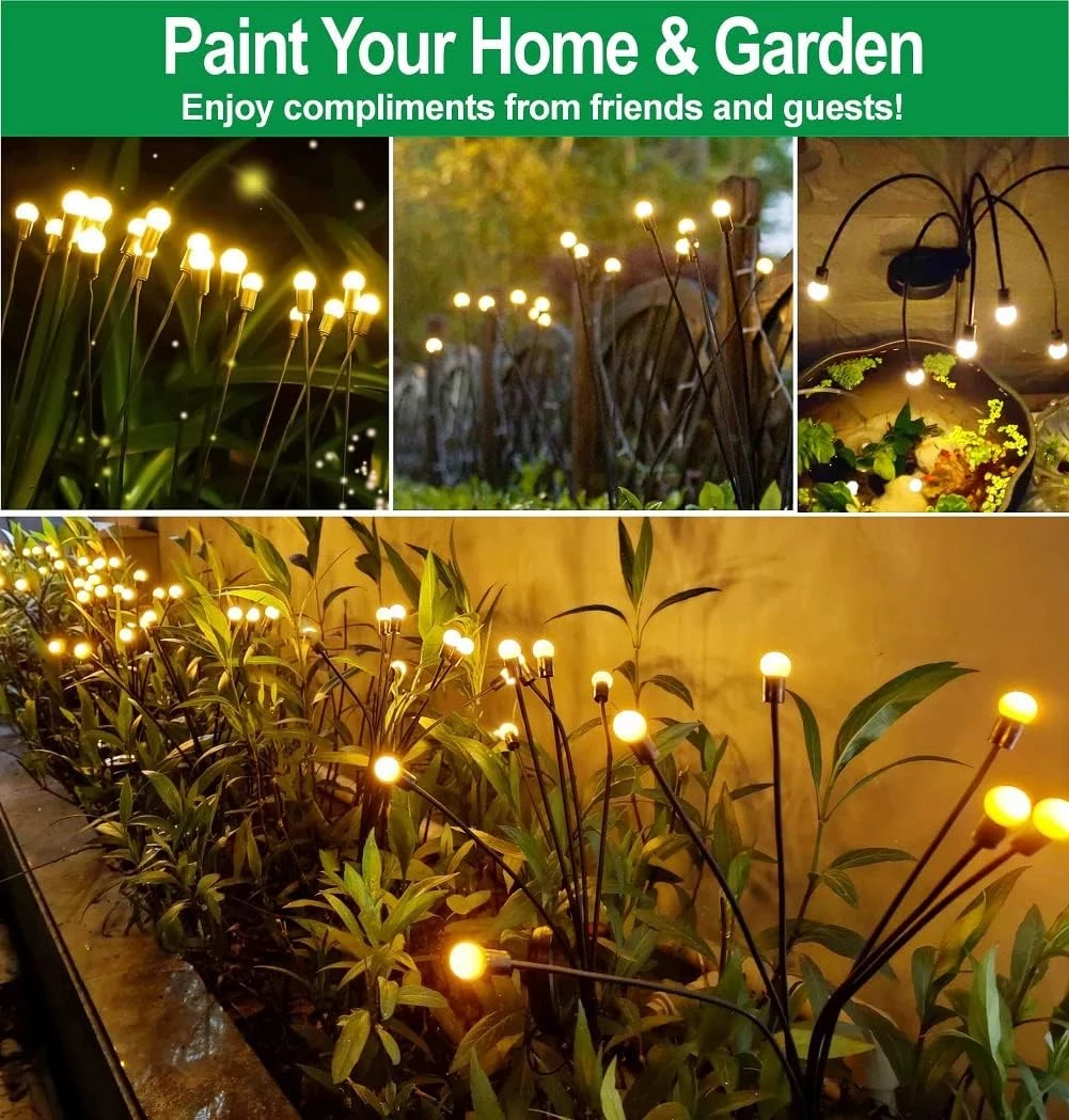 Solar Lights Outdoor Waterproof IPX5, Solar Garden Lights, Firefly Garden Lights Solar Outdoor Lights Fairy Lights, Yard Patio Pathway Christmas Lights Outdoor Decor, Warm White, 4Count, New Upgraded 5 Solar Lights Outdoor Waterproof IPX5, Solar Garden Lights, Firefly Garden Lights Solar Outdoor Lights Fairy Lights, Yard Patio Pathway Christmas Lights Outdoor Decor, Warm White, 4Count, New Upgraded - Image 5