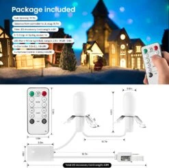 Rumsheme Remote Control Lighting System, 5Ft Accessory Cord With 2LED C7 Warm White Bulbs, Built-in 4 Lighting Modes And Timer, Perfect For Halloween Christmas Village And Homemade Craft Decorations -Xmas Lighting Shop 71KML2tFcqL. AC SL1500