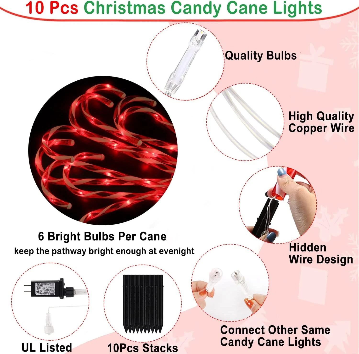 RED Lights Christmas Candy Cane Pathway Markers Lights With 8 Modes & Stakes, 22 Inch Christmas Lights Outdoor Christmas Decorations Xmas Candy Cane Christmas Decor For Walkway Yard Patio Lawn Garden 3 RED Lights Christmas Candy Cane Pathway Markers Lights With 8 Modes & Stakes, 22 Inch Christmas Lights Outdoor Christmas Decorations Xmas Candy Cane Christmas Decor For Walkway Yard Patio Lawn Garden - Image 3