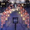 BRIGHTDECK 8 Pack Christmas Pathway Lights Outdoor With Star, Solar Candy Cane Lights Waterproof, Pathway Marker, Indoor & Outside Christmas Stake Lights For Walkway, Home, Yard Decor