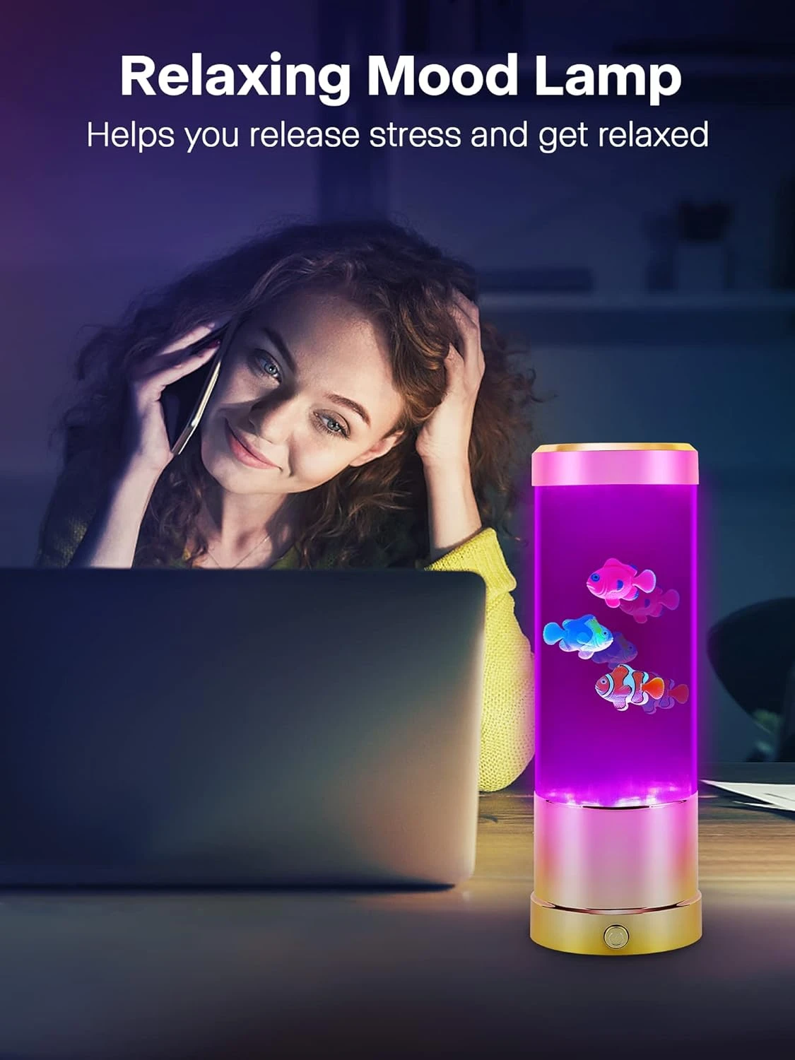 SENCU Gifts For Kids Adults, Fake Fish Lava Lamp, USB Powered Aquarium Night Lights Color Changing Lamps, Home Office Decoration Lamp, Gift For Christmas Birthdays Holidays(Gold-Pink) 4 SENCU Gifts For Kids Adults, Fake Fish Lava Lamp, USB Powered Aquarium Night Lights Color Changing Lamps, Home Office Decoration Lamp, Gift For Christmas Birthdays Holidays(Gold-Pink) - Image 4