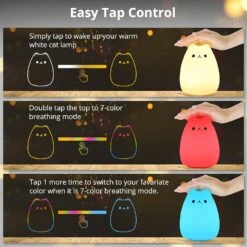 CUTE KITTY NIGHT LIGHT, GoLine Gifts For Women Teen Girls Baby,Night Lights For Kids Bedroom, Cute Christmas Kitty Silicone Nightlights For Children Toddler.(MULTICOLOR LIGHT) -Xmas Lighting Shop 71Kol4BzqML. SL1500