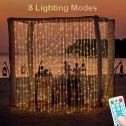 300 LED Solar Curtain Light Outdoor Remote Control 8 Lighting Modes Fairy Lights, IP65 Waterproof Copper Wire Lights For Christmas Party Wedding Home Garden Wall Decorations (Warm) -Xmas Lighting Shop 71KzYBgda4L. AC SL1000