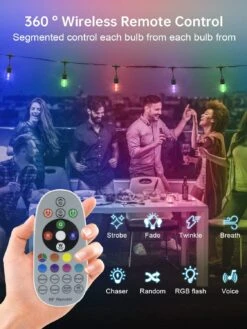 48FT Outdoor String Lights, Commercial Grade Color Changing With Music Sync, Remote And 15+1 Shatterproof LED Edison Bulbs Dimmable Patio String For Christmas Holidays Parties Illuminate Your Space -Xmas Lighting Shop 71LANZYv7SL. AC SL1500