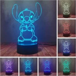 LOUHH Stitch Light, Stitch Gifts-3D LED Intelligent Remote Control Stitch Lamp 16 Color Light For Christmas Children's Room Decoration
