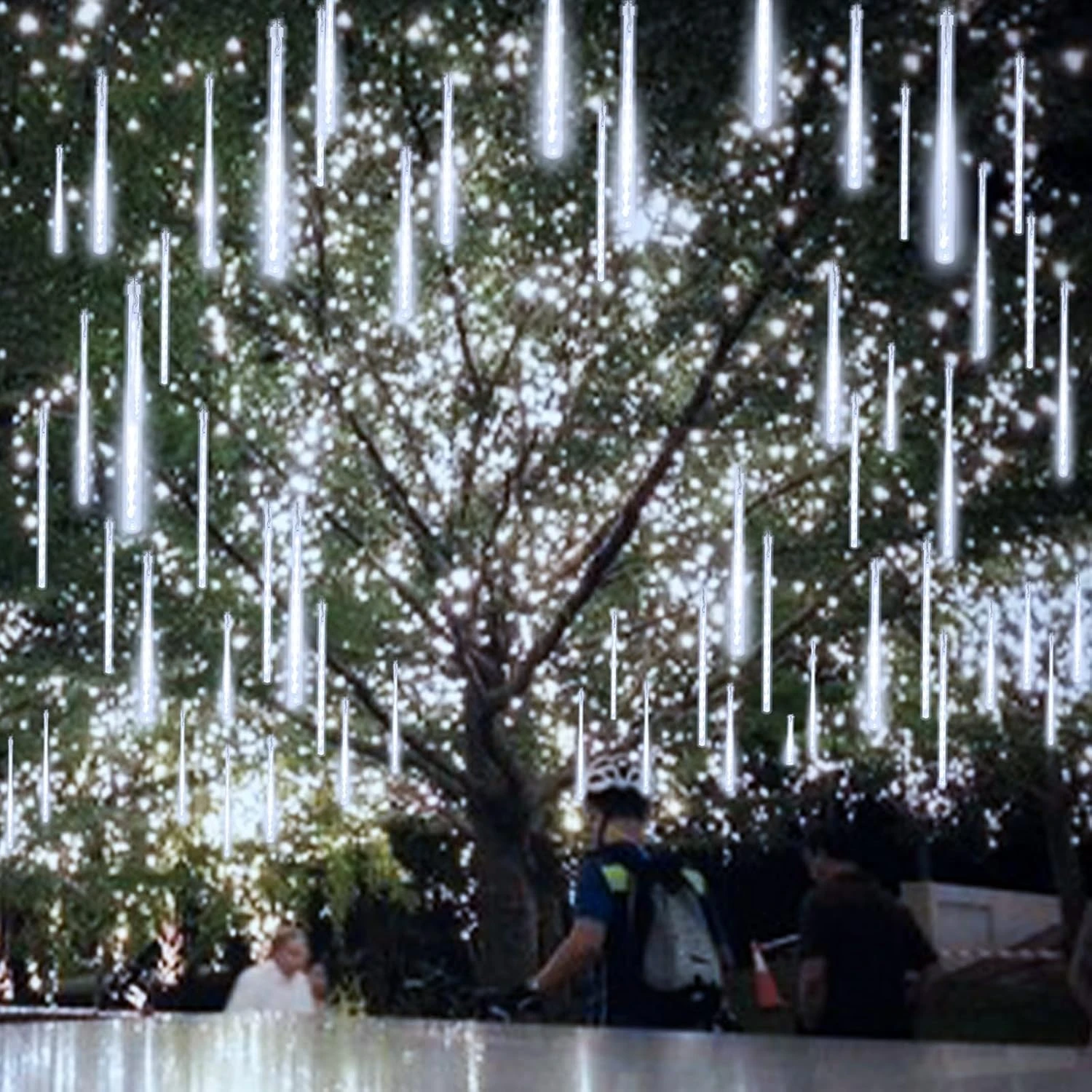 2-Pack Christmas Decorations Lights Outdoor, Total 384LED Meteor Shower Lights Rain Drop Lights 30cm 16 Tubes Indoor Outdoor Snow Cascading String Lights For Xmas Tree Roof Party Garden (Cool White) 8 2-Pack Christmas Decorations Lights Outdoor, Total 384LED Meteor Shower Lights Rain Drop Lights 30cm 16 Tubes Indoor Outdoor Snow Cascading String Lights For Xmas Tree Roof Party Garden (Cool White) - Image 8